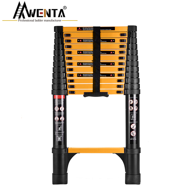 Aluminum Telescopic Straight Ladder Conventional straight ladder black and yellow aluminum tube