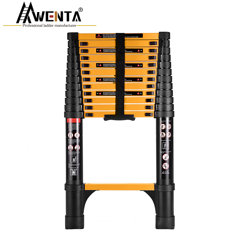 Aluminum Telescopic Straight Ladder Conventional straight ladder black and yellow aluminum tube