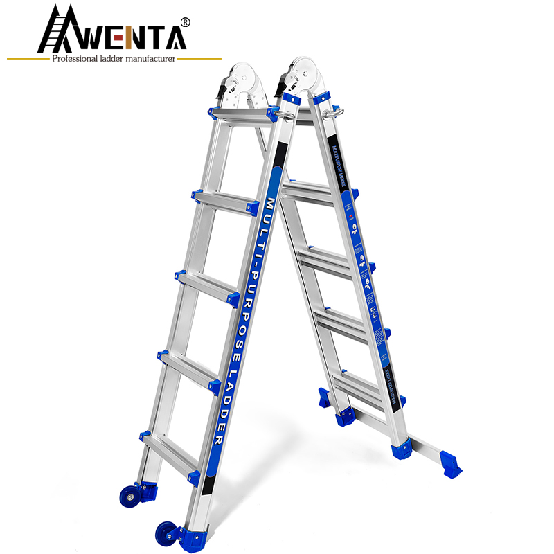 Blue Telescopic Multifunction ladder-5 steps（Straight ladder style）