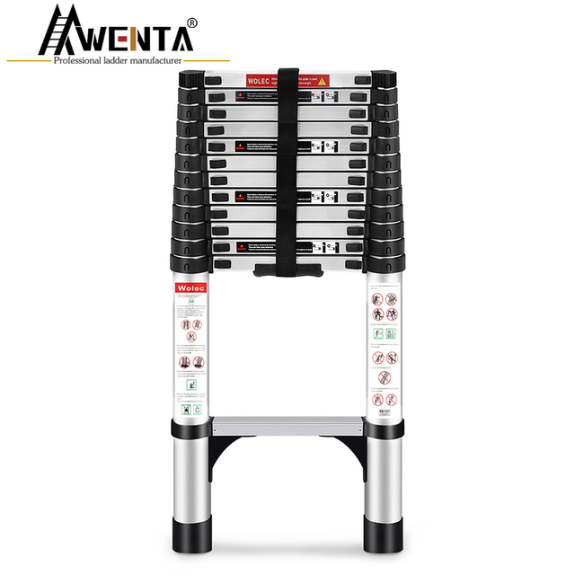 Aluminum Telescopic straight ladder Conventional straight ladder with bottom triangle support