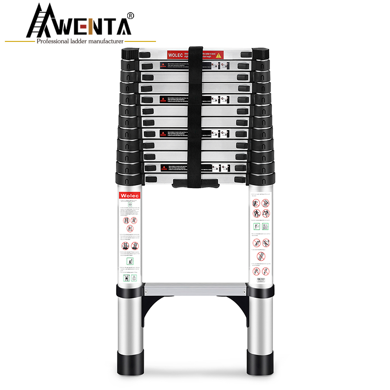 Aluminum Telescopic straight ladder Conventional straight ladder with bottom triangle support