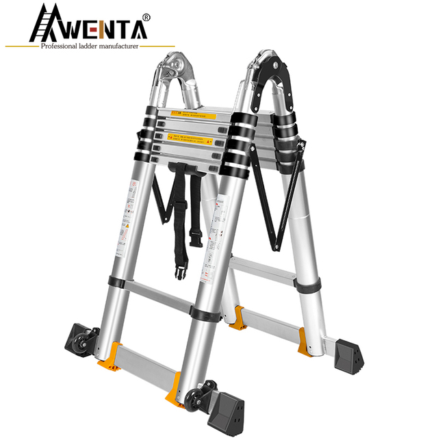 1.9m+1.9m Dual-purpose hinged telescopic ladder + side pull rod