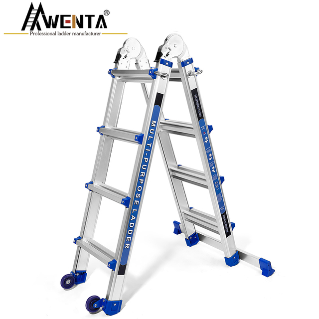 Blue Telescopic Multifunction ladder-4 steps（Straight ladder style）