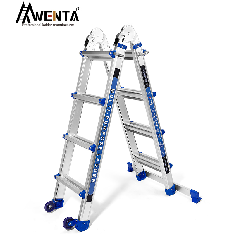 Blue Telescopic Multifunction ladder-4 steps（Straight ladder style）